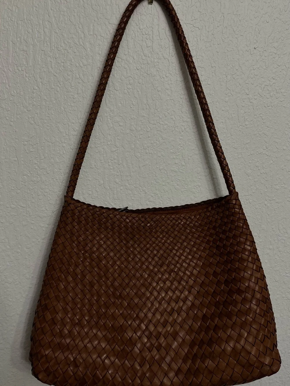 Woven Leather Shoulder Bag in Brown - Picture 1 of 9